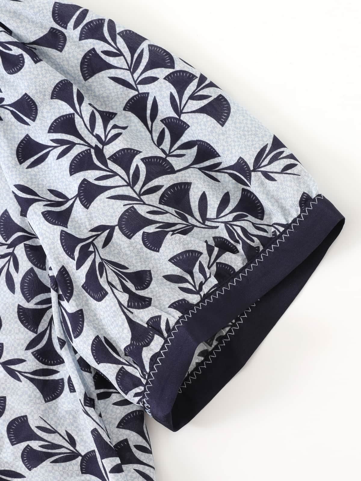 French Short Sleeve Floral Silk Dress