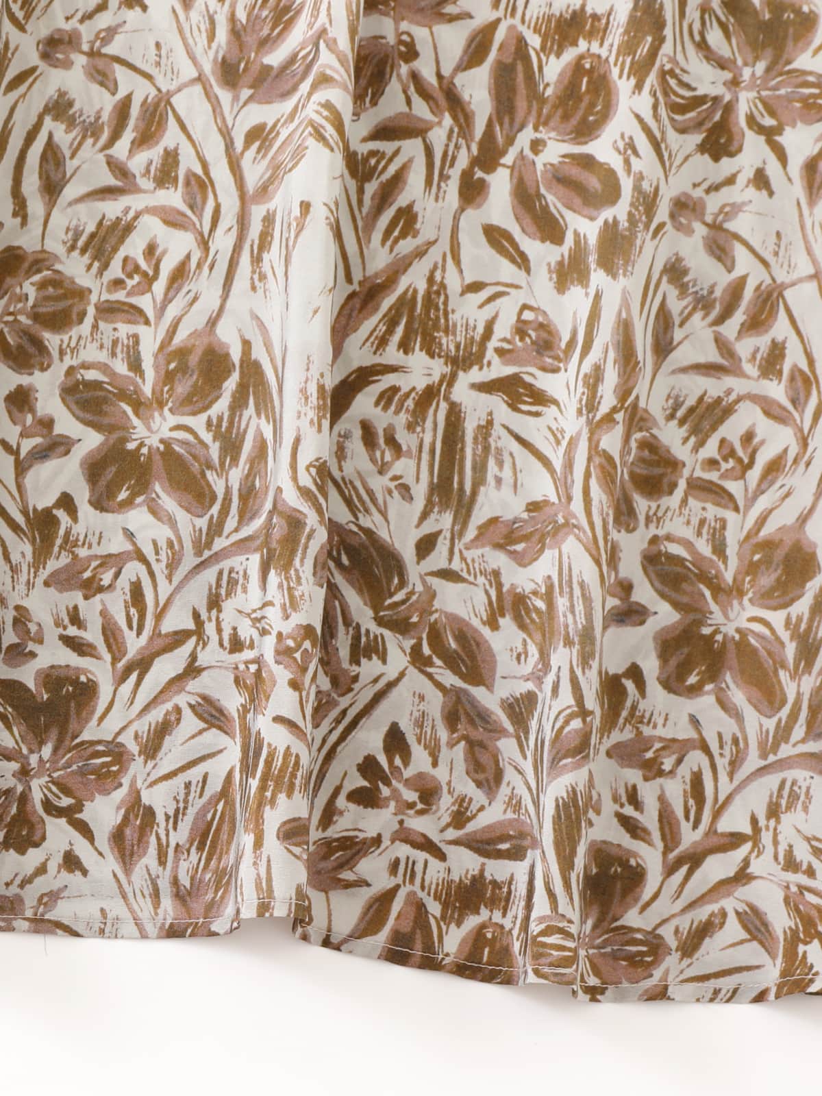 Chic Brown Floral Silk Midi Dress