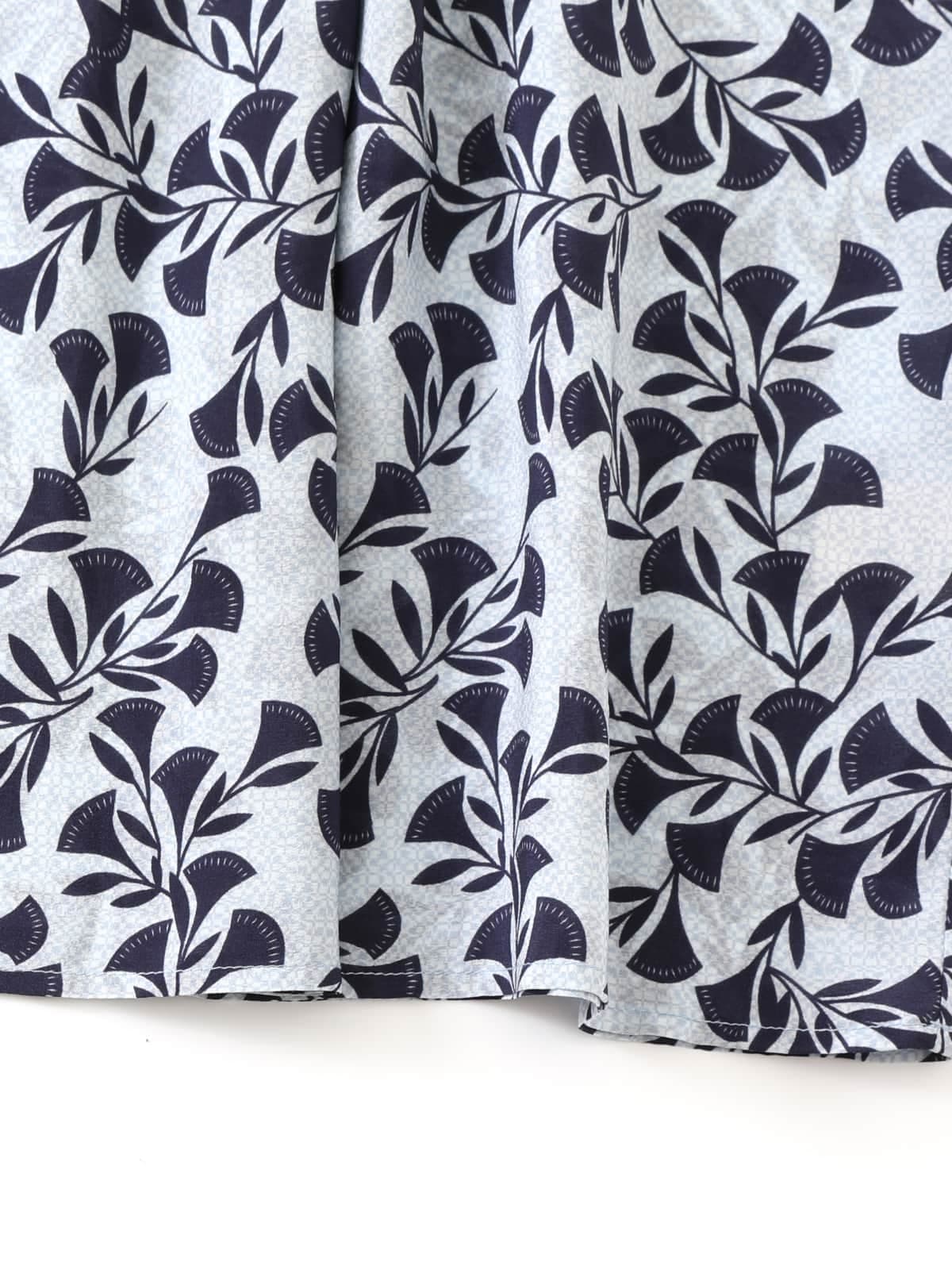 French Short Sleeve Floral Silk Dress