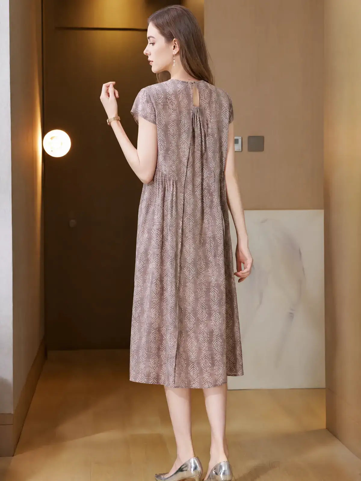 Vintage Beaded-Neck Silk Dress