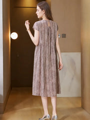 Vintage Beaded-Neck Silk Dress