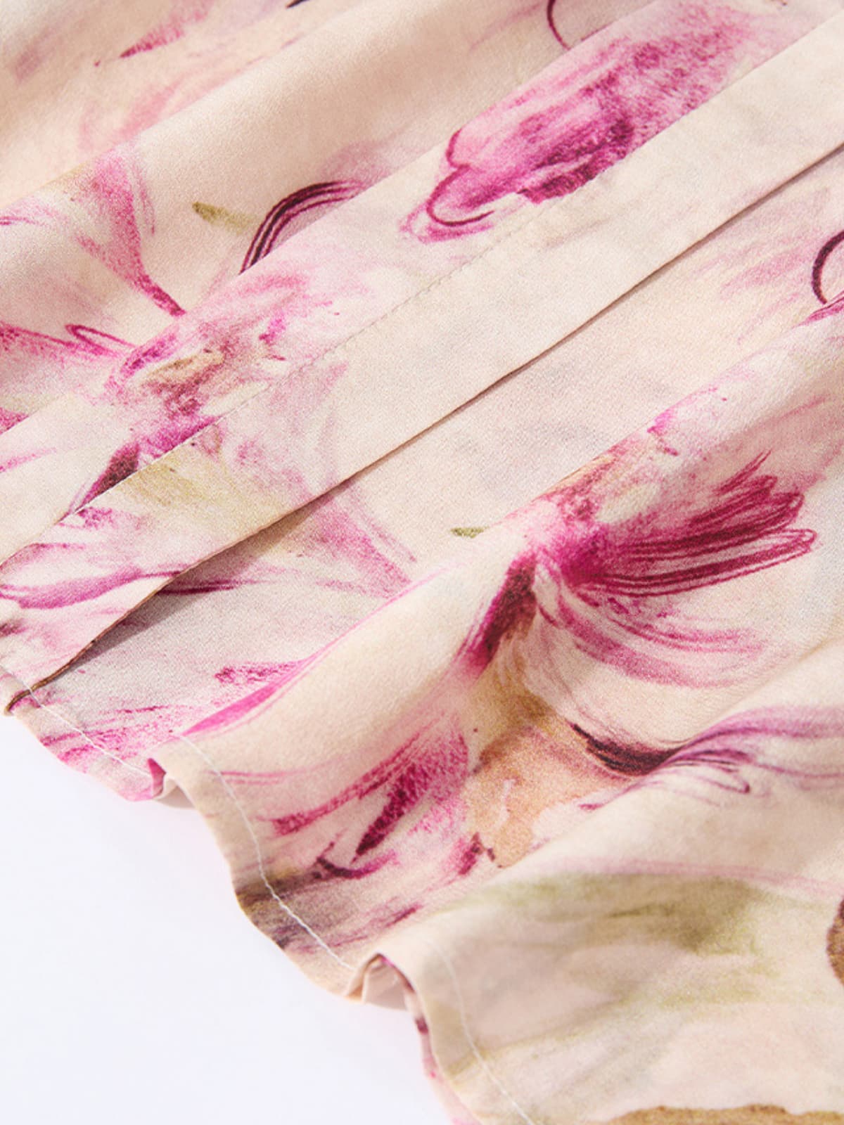 Lavender V-Neck Floral Mulberry Silk Midi Dress