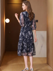 Breezy Georgette Floral Silk Dress