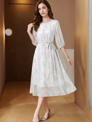 French Georgette Drawstring Silk Dress