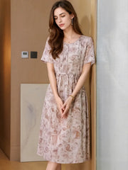 Refined Pleated Beaded Silk Dress