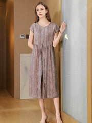 Vintage Beaded-Neck Silk Dress