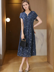 Vintage Polka Dot V-Neck Silk Dress