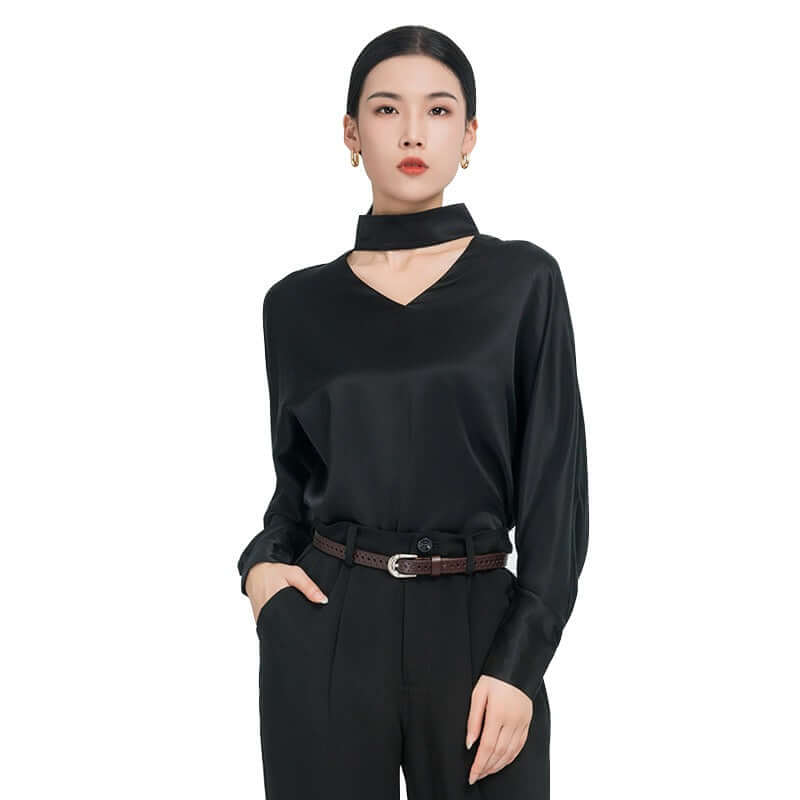 Halter Neck Silk Shirt - SILKSER