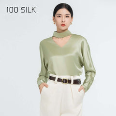 Halter Neck Silk Shirt - SILKSER