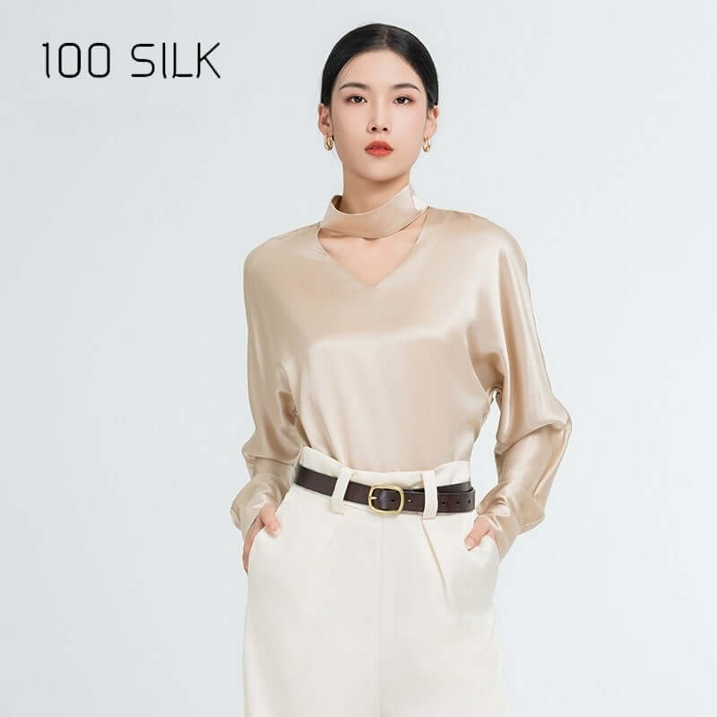 Halter Neck Silk Shirt - SILKSER