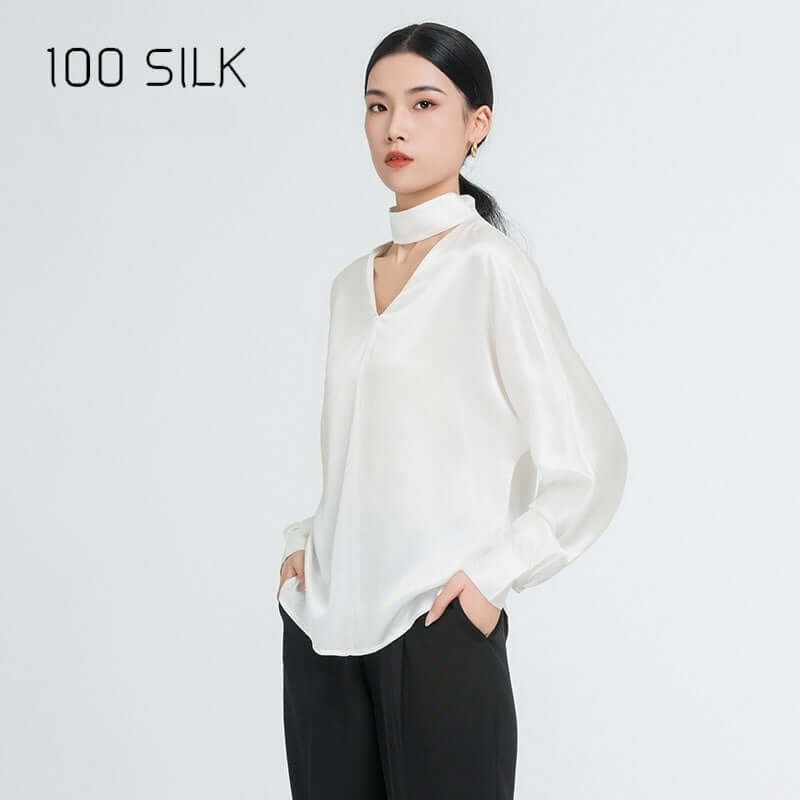 Halter Neck Silk Shirt - SILKSER