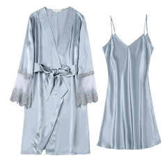 Lace Two - piece Set Silk Nightgown - SILKSER