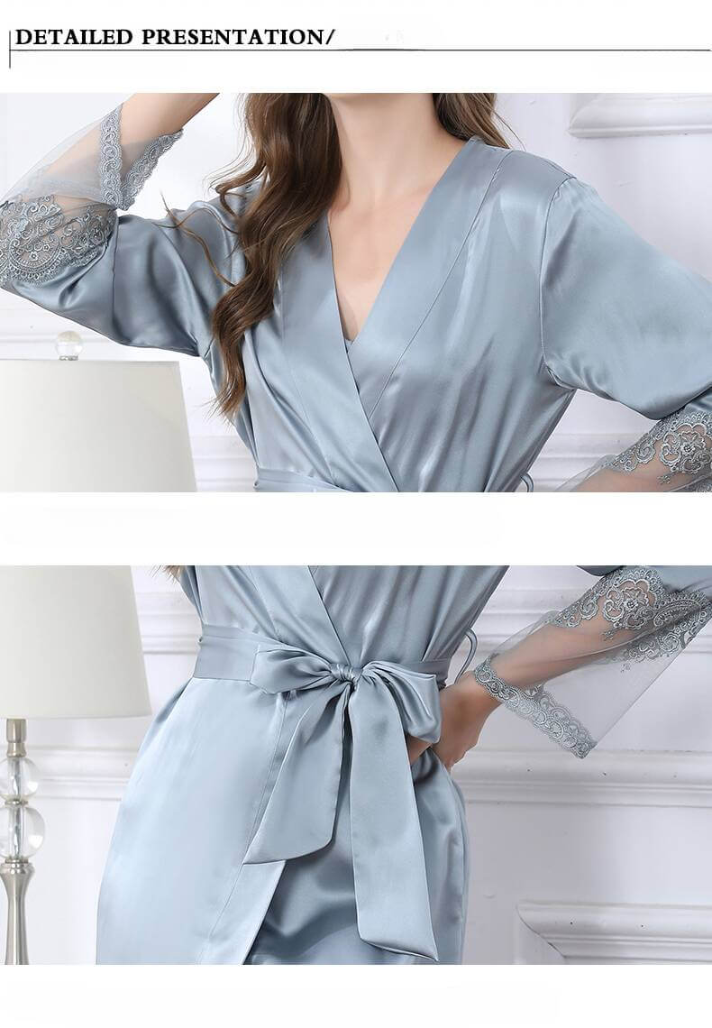 Lace Two - piece Set Silk Nightgown - SILKSER