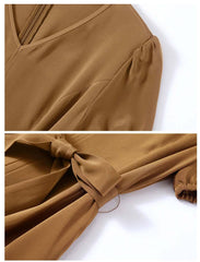 Light Brown Mulberry Silk Dress - SILKSER