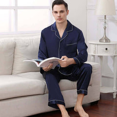 Long - sleeved Men Silk Pajama Set for Men - SILKSER