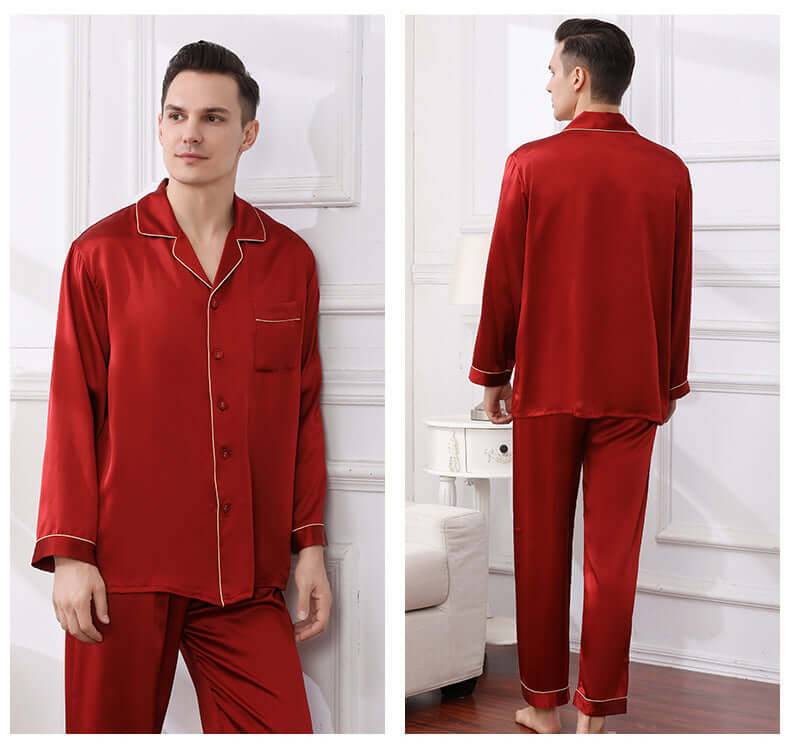 Long - sleeved Men Silk Pajama Set for Men - SILKSER