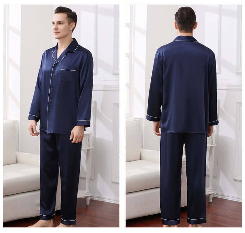 Long - sleeved Men Silk Pajama Set for Men - SILKSER