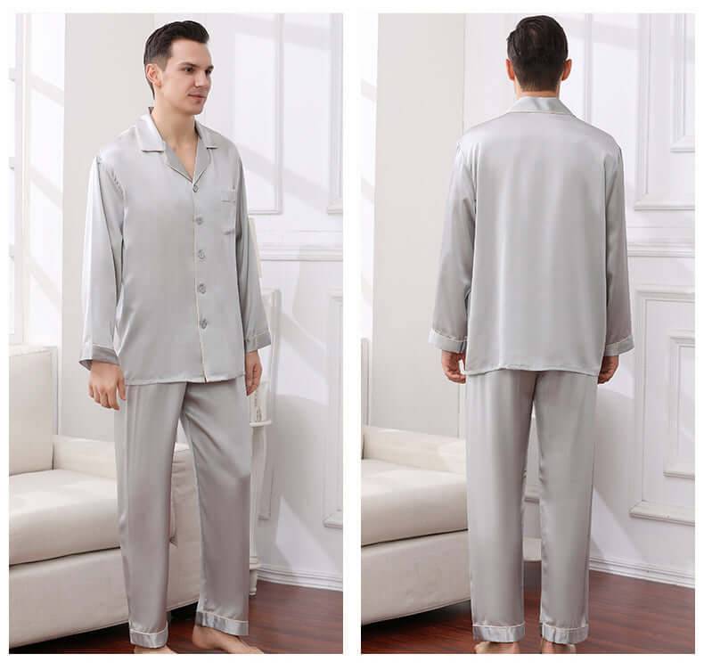 Long - sleeved Men Silk Pajama Set for Men - SILKSER