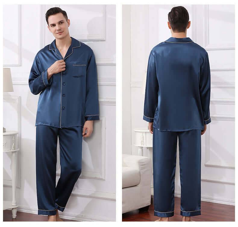 Long - sleeved Men Silk Pajama Set for Men - SILKSER