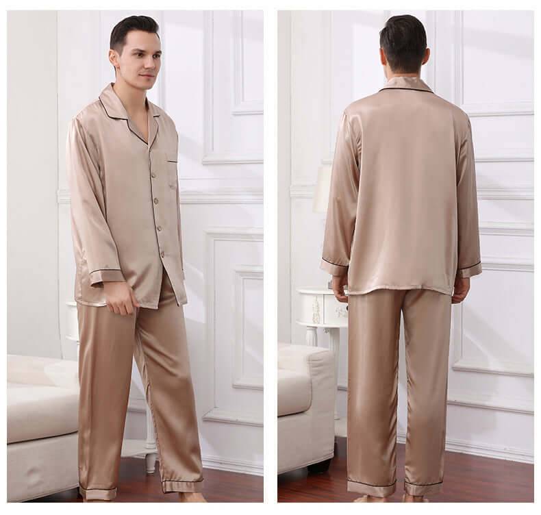 Long - sleeved Men Silk Pajama Set for Men - SILKSER