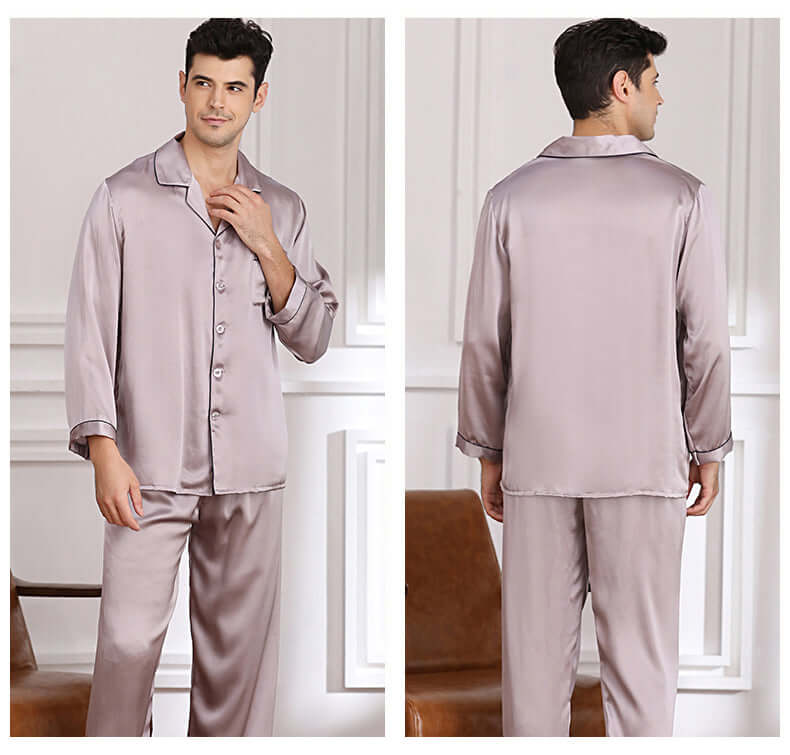 Long - sleeved Men Silk Pajama Set - SILKSER