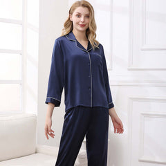 Long - sleeved Pure Women Silk Pajama Set - SILKSER