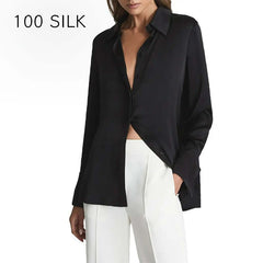 Loose - fit Button - Up Silk Blouse - SILKSER