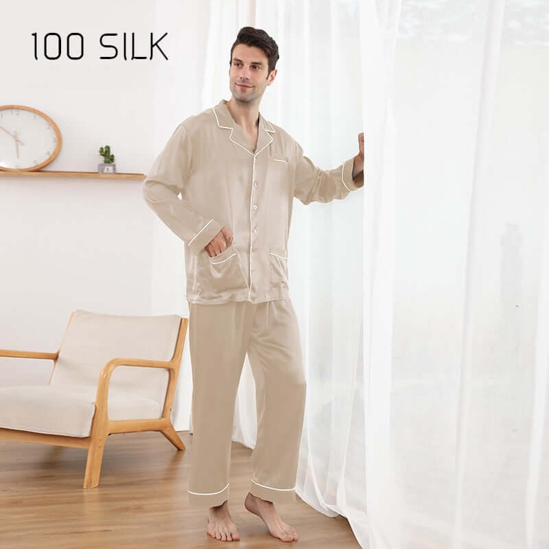 Luxury Long Sleeve Silk Men's Pajama Set - SILKSER