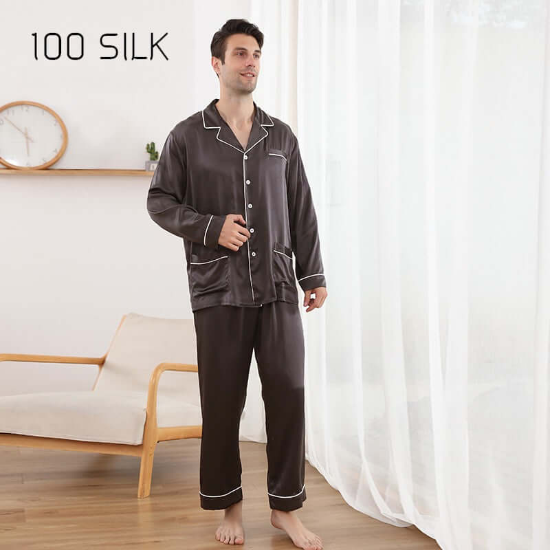 Luxury Long Sleeve Silk Men's Pajama Set - SILKSER