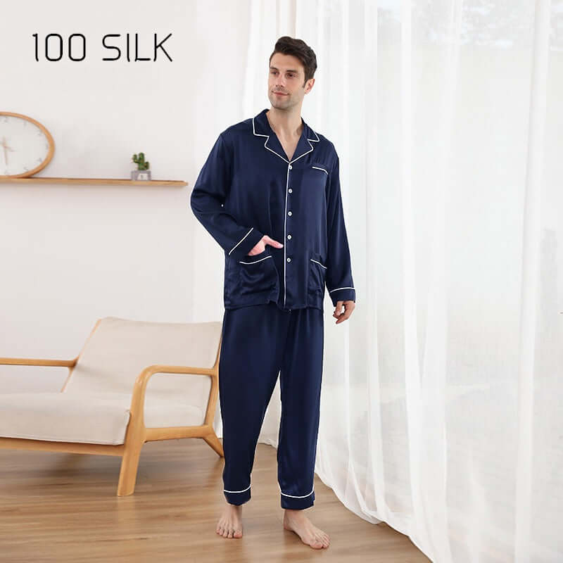 Luxury Long Sleeve Silk Men's Pajama Set - SILKSER