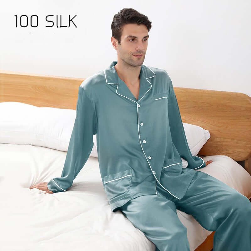 Luxury Long Sleeve Silk Men's Pajama Set - SILKSER