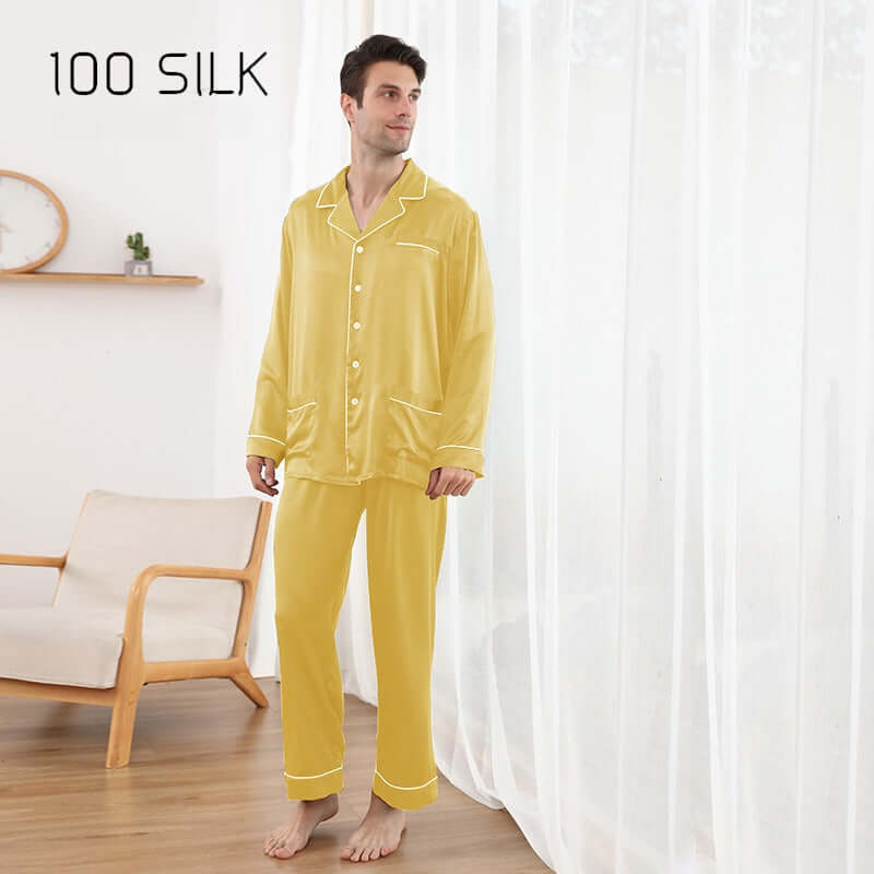 Luxury Long Sleeve Silk Men's Pajama Set - SILKSER