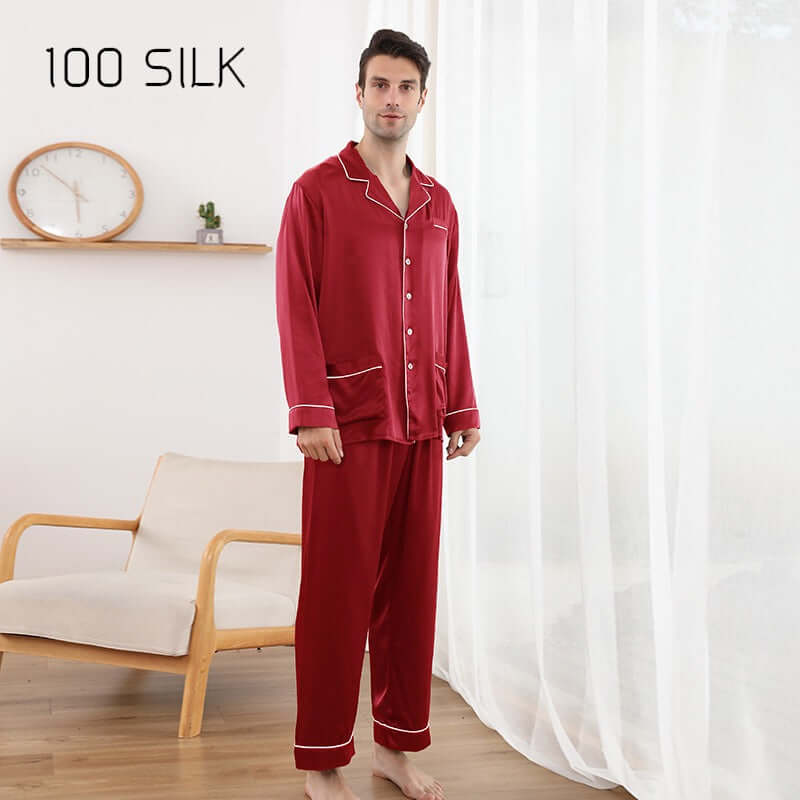 Luxury Long Sleeve Silk Men's Pajama Set - SILKSER