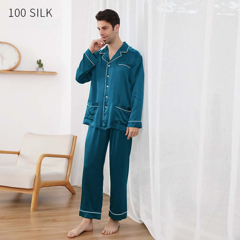 Luxury Long Sleeve Silk Men's Pajama Set - SILKSER