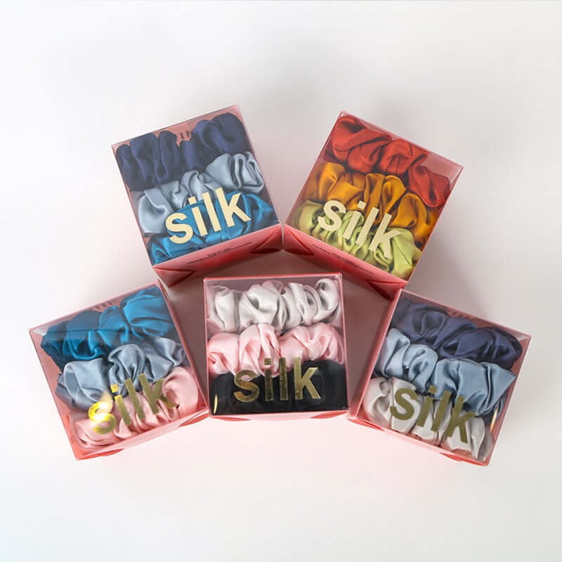 M Size Silk Scrunchy Ponytail Holders - SILKSER