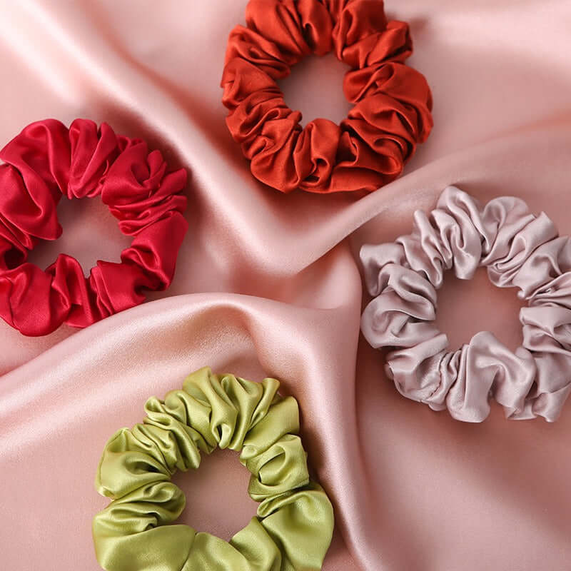 M Size Silk Scrunchy Ponytail Holders - SILKSER