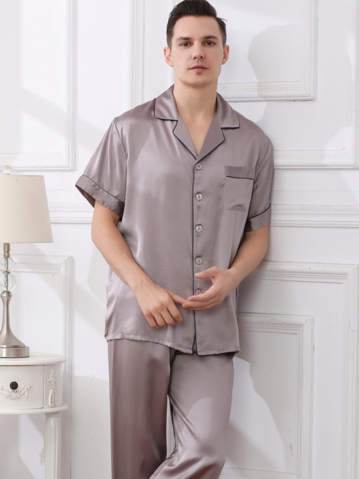 Mens Lounge-Cozy Silk Pajama Set
