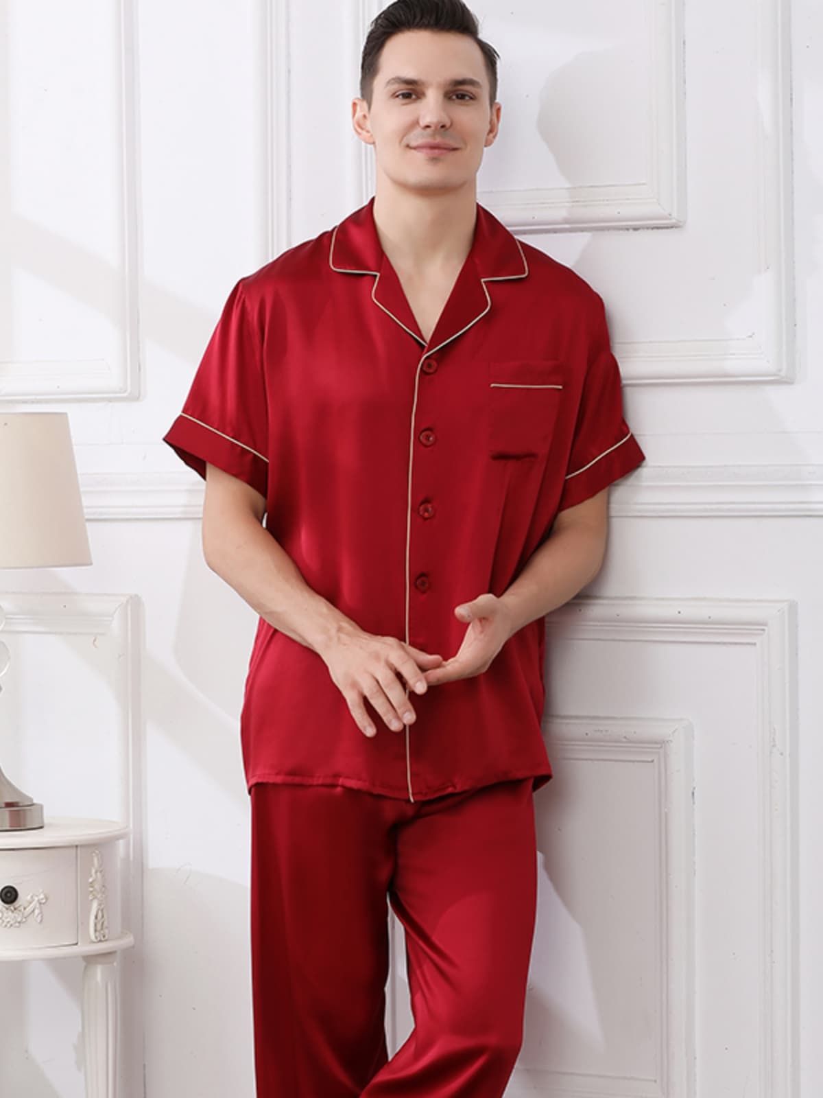 Mens Lounge-Cozy Silk Pajama Set