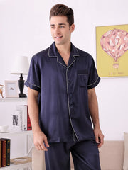 Mens Lounge-Cozy Silk Pajama Set