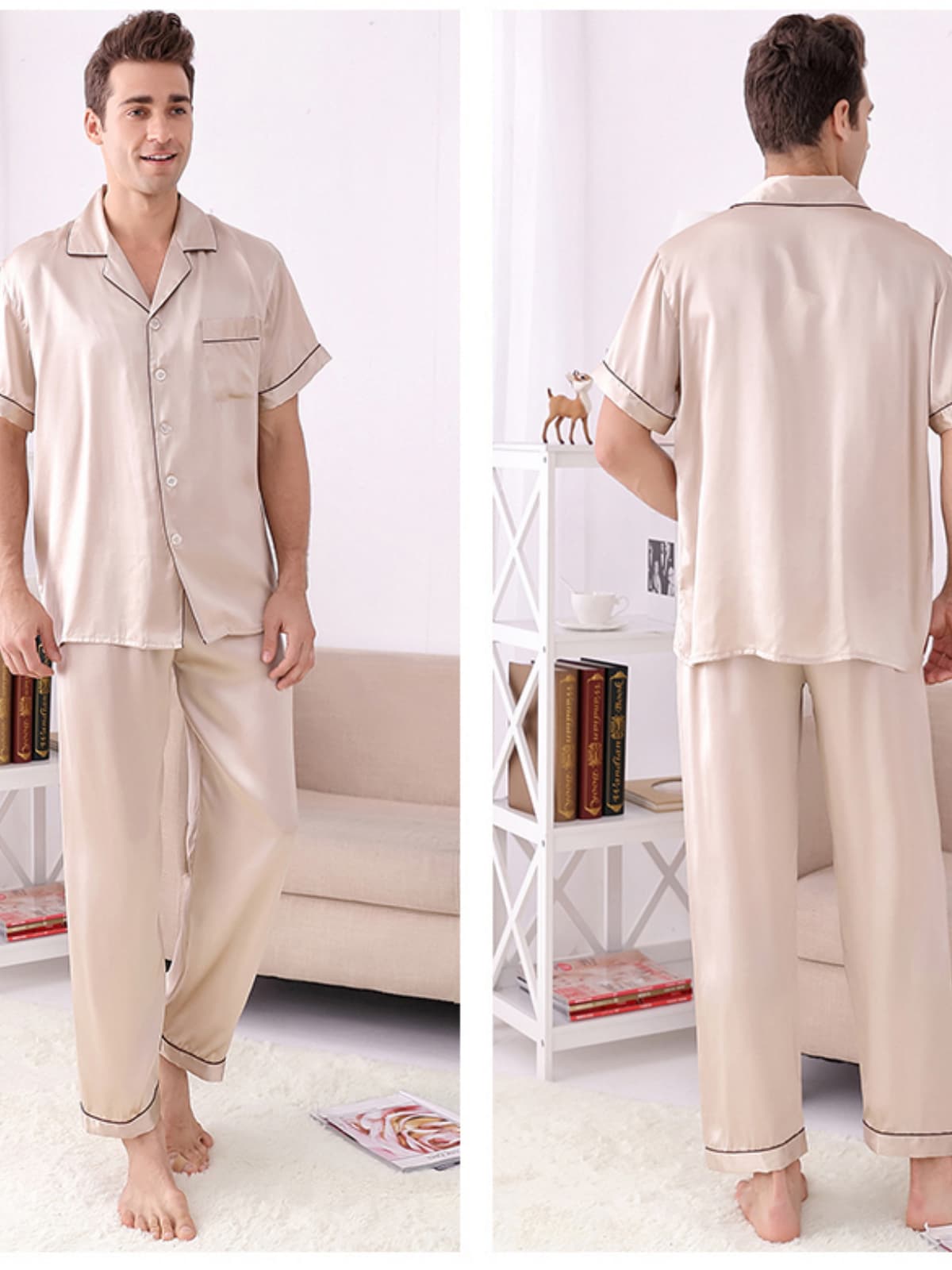 Mens Lounge-Cozy Silk Pajama Set