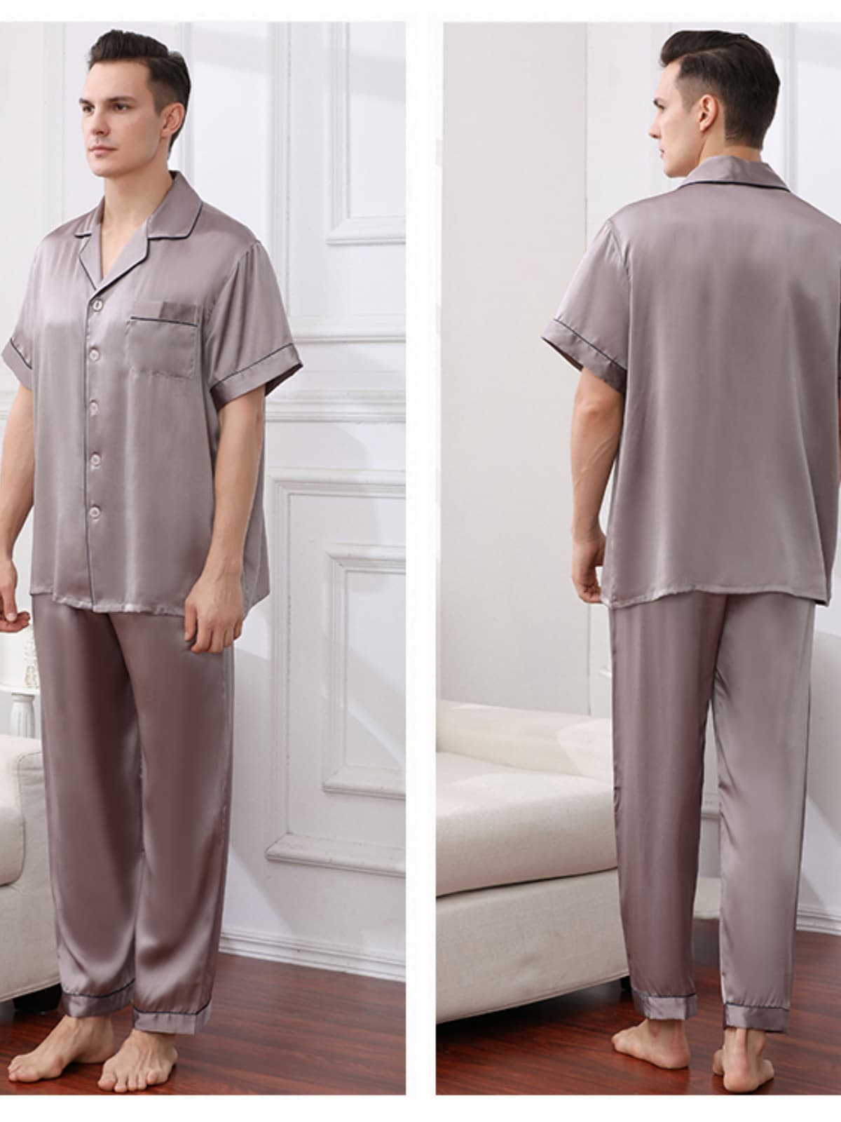 Mens Lounge-Cozy Silk Pajama Set