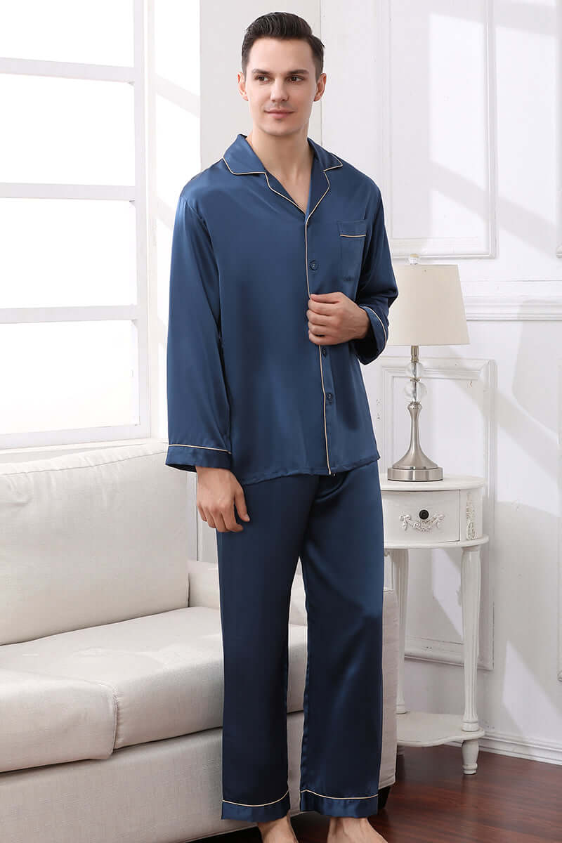 Silkser Men Silk Pajama Set Sleepwear