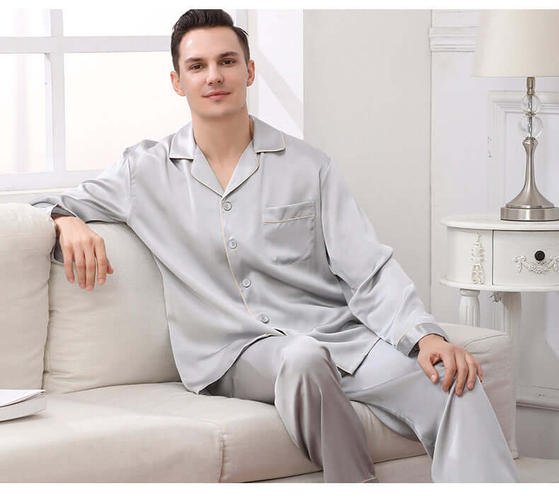 Silkser Men Silk Pajama Set Sleepwear