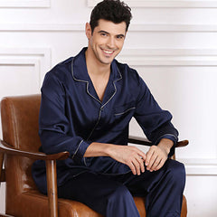 Men's Long-sleeved Silk Pajama Set