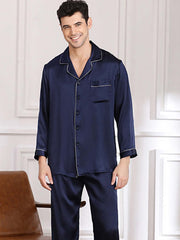 Men's Long-sleeved Silk Pajama Set