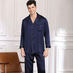 Men's Long-sleeved Silk Pajama Set