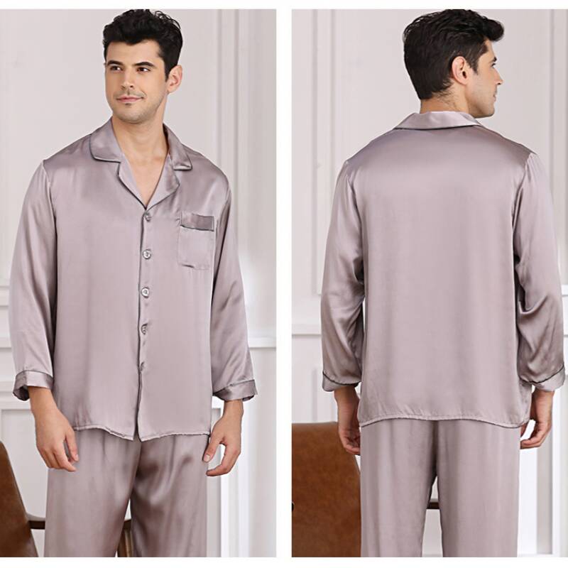 Men's Long-sleeved Silk Pajama Set