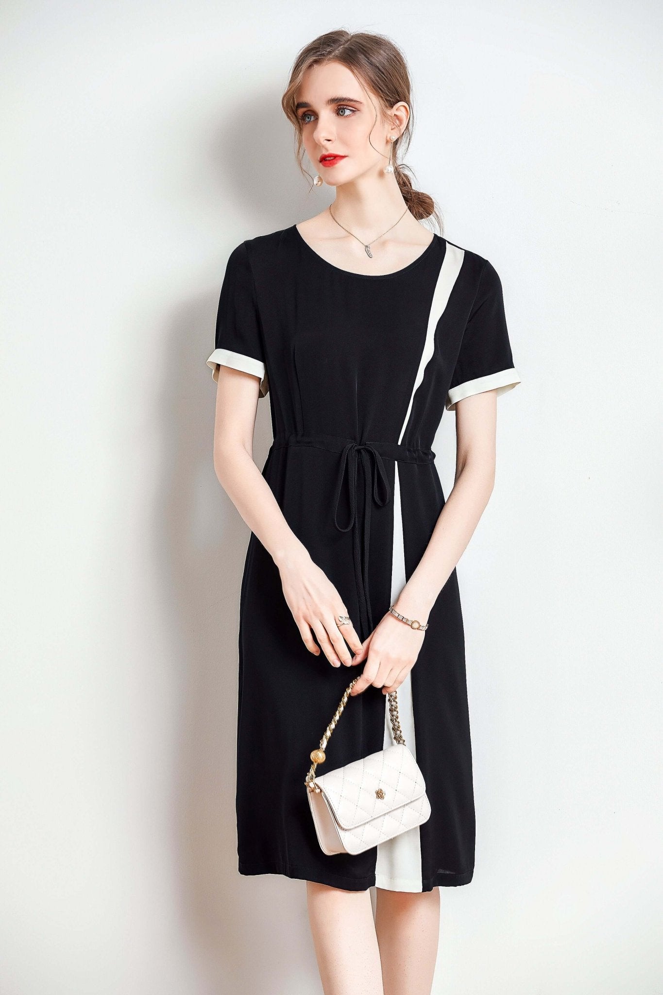 Minimalist Black Silk Dress - SILKSER