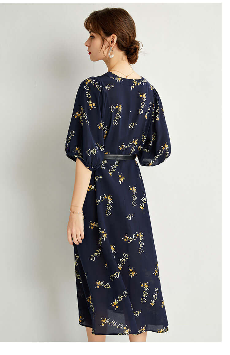 Chic Navy Blue Mulberry Silk Dress / Silk Dress Midi – SILKSER