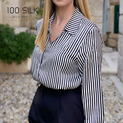 Premium Sriped Silk Shirt - SILKSER